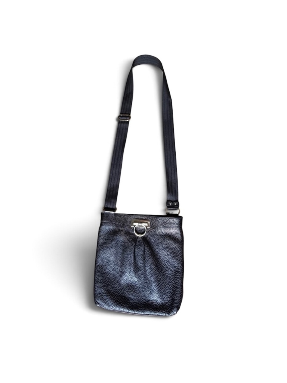 Salvatore Ferragamo Gancini Black Leather Crossbody Bag